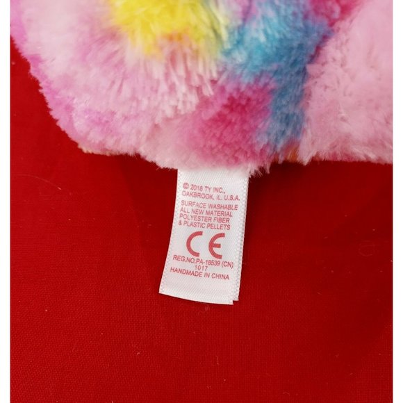 Ty Beanie Boos Franky Bear Pink TySilk Tie Dye Glitter Eyes Soft 6 inch Plush - Picture 7 of 8